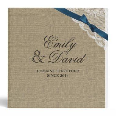 Burlap Bow and Lace Look Printed Recipe Binder