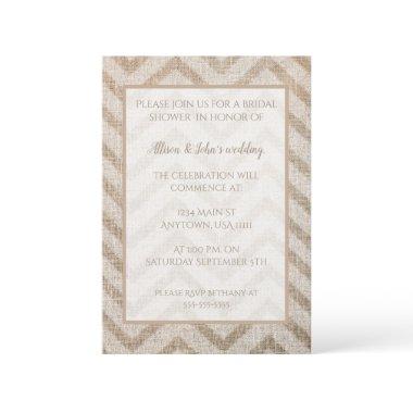 Burlap Chevron Bridal Shower Invitations