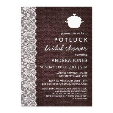 Burlap & Lace Potluck Bridal Shower Invitations