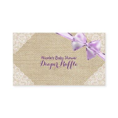 Burlap & Lace Purple Bow Baby Shower Diaper Raffle Enclosure