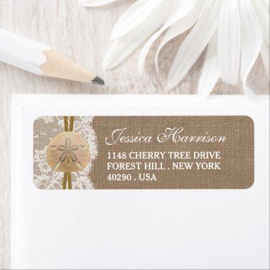 Burlap, Lace & Sand Dollar Beach  Label