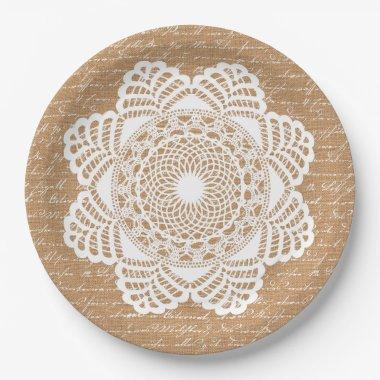 Burlap & Lace Shabby Chic Paper Plate