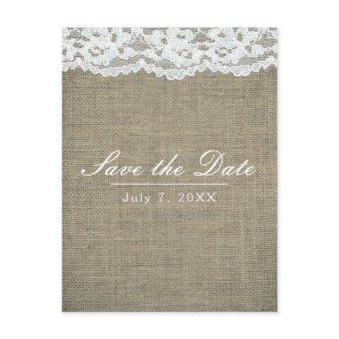 Burlap & Lace Simple Rustic Wedding Save the Date Announcement Post