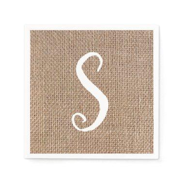 Burlap Look Monogram Script Wedding Napkins