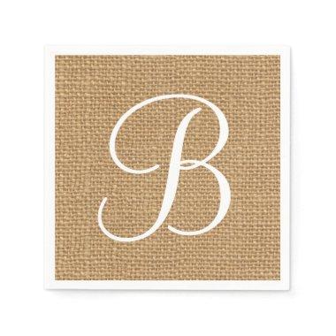 Burlap Rustic Monogrammed Paper Napkins