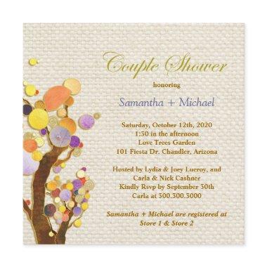 Burlap Trees Rustic Couples Bridal Shower Invitations