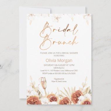 Burnt Orange Boho Bridal Brunch Bridal Shower Invitations