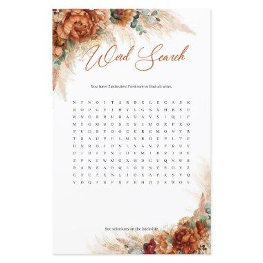 Burnt orange burgundy greenery pampas Word Search