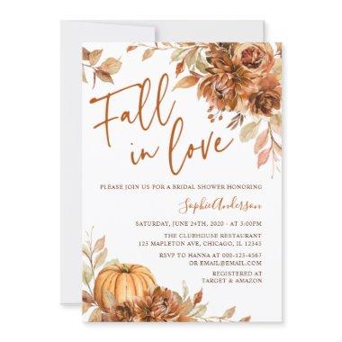 Burnt Orange Rust Boho Fall in Love Bridal Shower Invitations