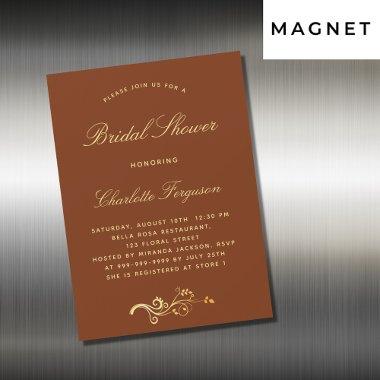 Burnt orange rust gold script luxury  magnetic