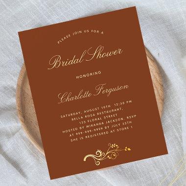 Burnt orange rusts bridal shower budget Invitations flyer