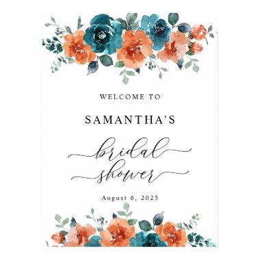 Burnt Orange Teal Blue Bridal Shower Welcome Sign