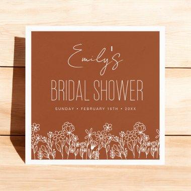 Burnt Orange Wildflower Boho  Napkins