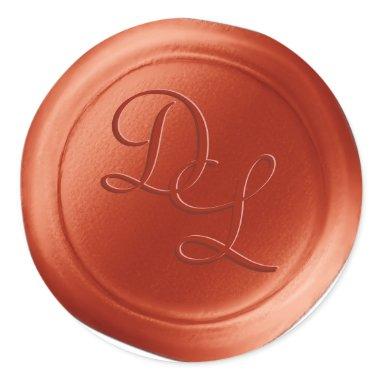 Burnt Red Rust 2 Letter Monogram Wax Seal Stickers