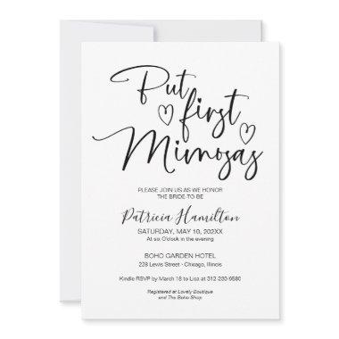 But First Mimosas Minimalist Bridal Shower Invitations