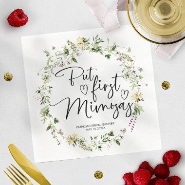 But First Mimosas Wildflower Bridal Shower Napkins