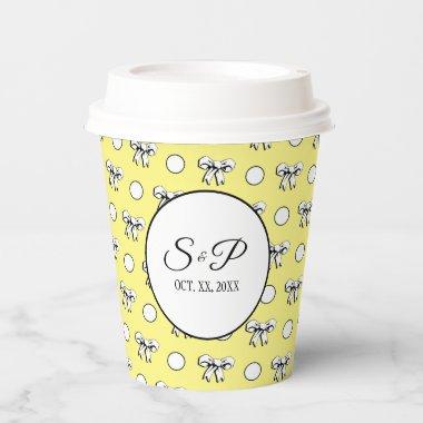 Butter Yellow Polka Dots White Bows Personalized Paper Cups
