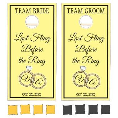 Butter Yellow Wedding Personalized Rings Cornhole Set