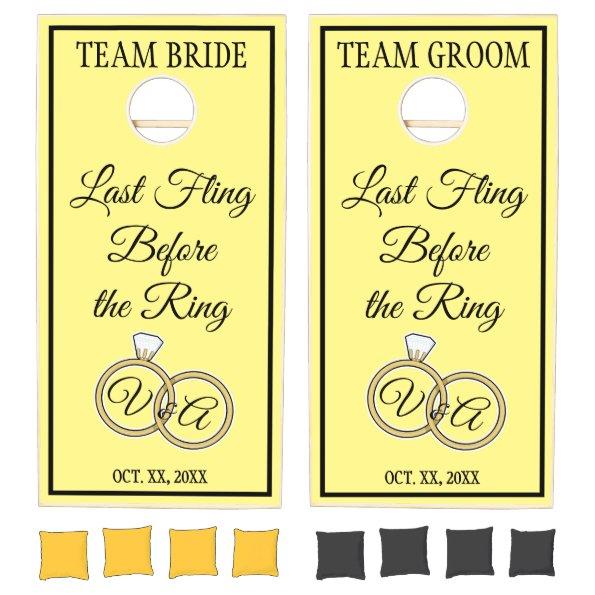 Butter Yellow Wedding Personalized Rings Cornhole Set