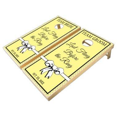 Butter Yellow Wedding Personalized Rings Cornhole Set