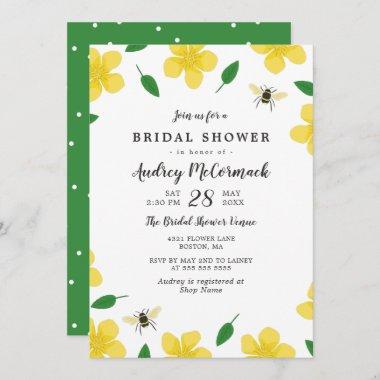 Buttercups & Bees - Floral Bridal Shower Invitations