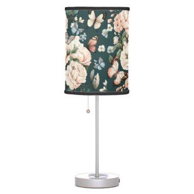 Butterflies and flowers table lamp