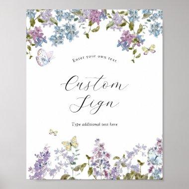 Butterflies and Lilac Custom Text Sign