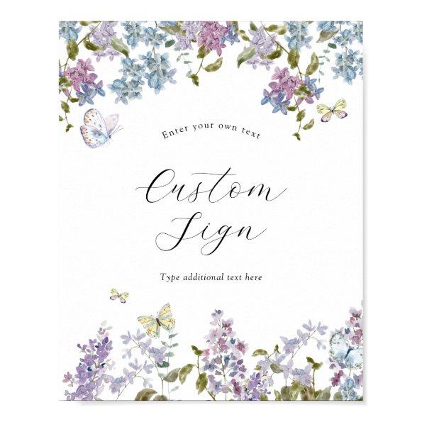 Butterflies and Lilac Custom Text Sign