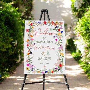 Butterflies boho bright wildflowers bridal welcome foam board