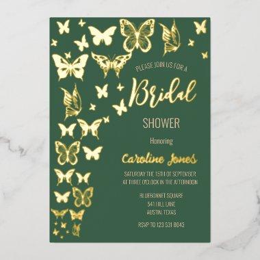 Butterflies Boho Green Gold Foil  Foil