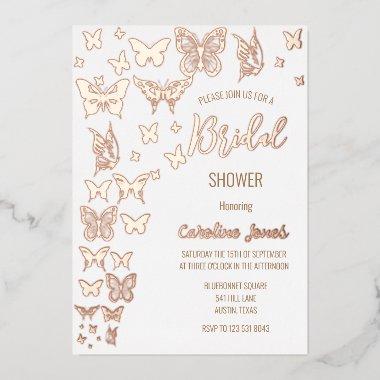 Butterflies Boho Rose Gold Foil  Foil