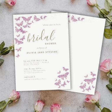 Butterflies Bridal Shower Pink Gold Dust Elegant Invitations