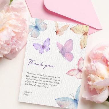 Butterflies Elegant Baby shower Hand-written Thank You Invitations