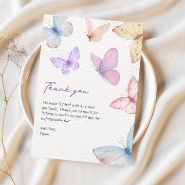 Butterflies Elegant Watercolor Bridal shower Thank You Invitations