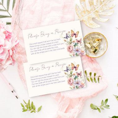 Butterflies floral bridal shower recipe request enclosure Invitations