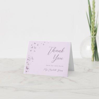 Butterflies Lilac Silver Bridal Shower Folded Thank You Invitations