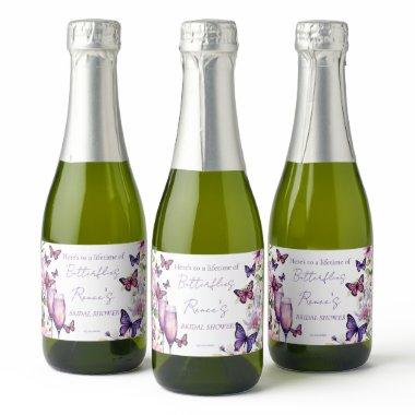Butterflies purple  favor sparkling wine label