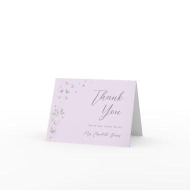 Butterflies Silver Glitter  Folded Thank You
