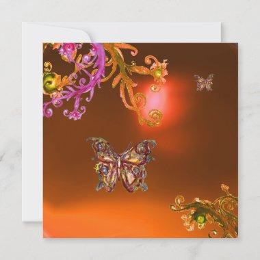 BUTTERFLY AGATE ,bright orange pink yellow brown Invitations