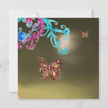 BUTTERFLY AGATE , grey blue bright pink red Invitations
