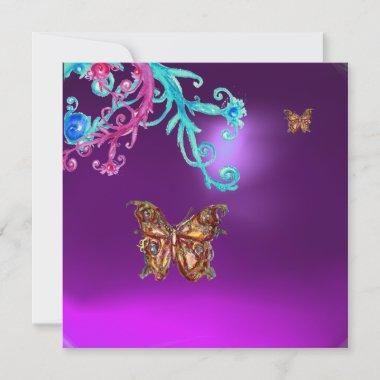 BUTTERFLY AMETHYST , purple blue bright pink red Invitations