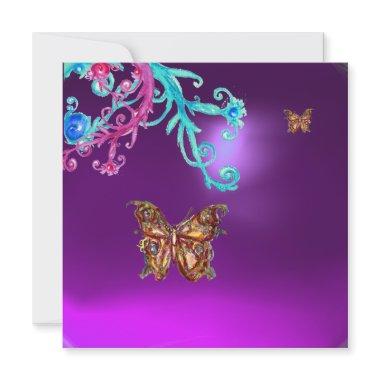 BUTTERFLY AMETHYST , purple blue bright pink red Invitations