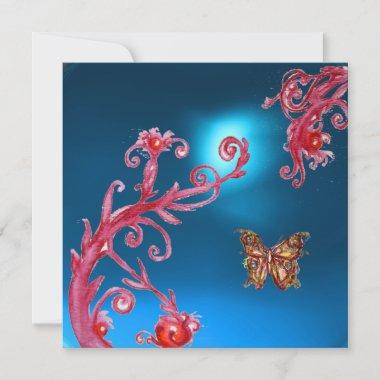 BUTTERFLY BLUE SAPPHIRE bright pink,red Invitations