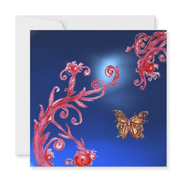 BUTTERFLY BLUE SAPPHIRE bright pink,red