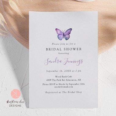 Butterfly Bridal Shower Elegant Minimalist Simple Invitations
