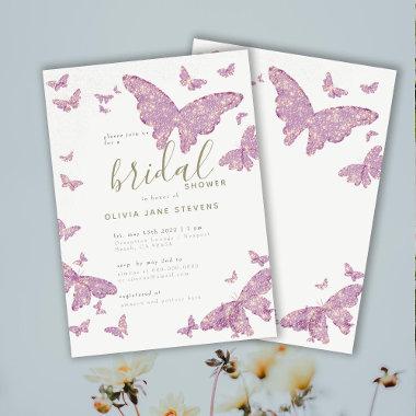 Butterfly Bridal Shower Gold Purple Elegant Boho Invitations