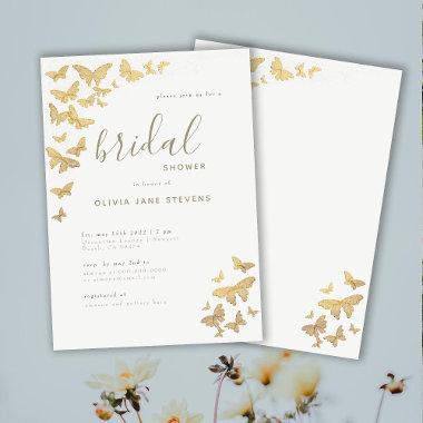 Butterfly Bridal Shower Gold Sparkle Elegant Boho Invitations