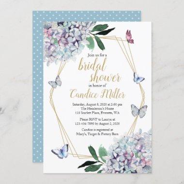 butterfly bridal shower invites blue purple pink
