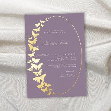 Butterfly Bridal Shower Lavender Elegant Boho Gold Foil Invitations