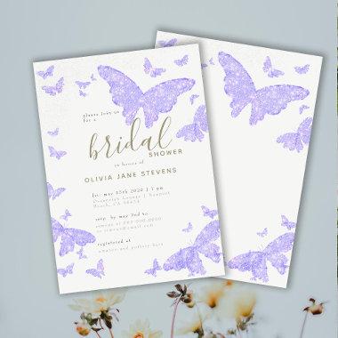 Butterfly Bridal Shower Lilac Gold Elegant Boho Invitations